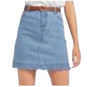 Draper James Light Blue Denim Embroidered Scallop Hem Skirt Size 6